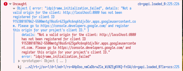 Google sign-in failure due to origin mismatch