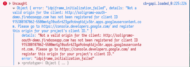 Google sign-in failure due to origin mismatch