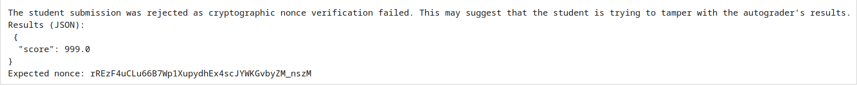 Nonce verification blocking result modification attack