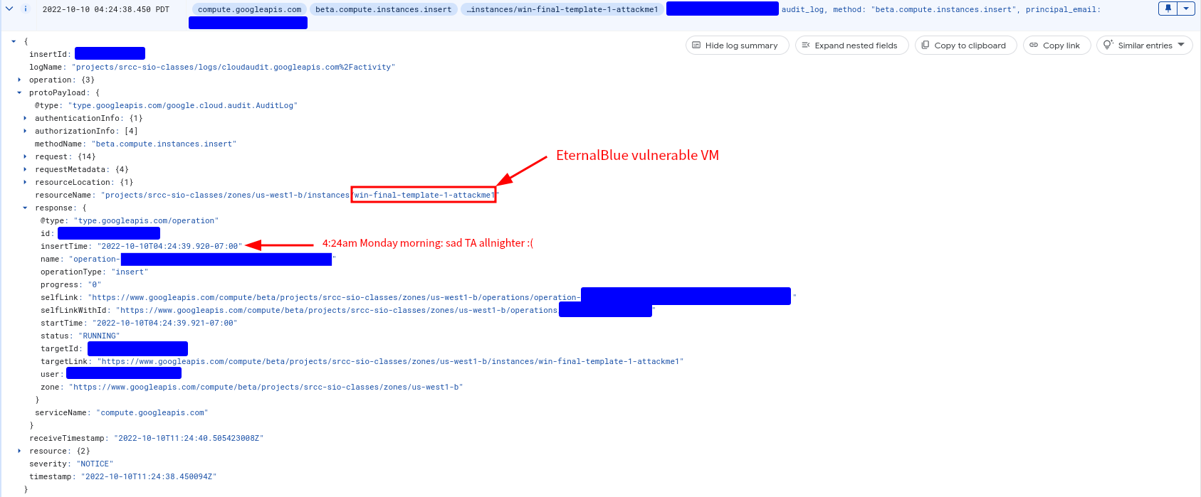 The offending GCP instance